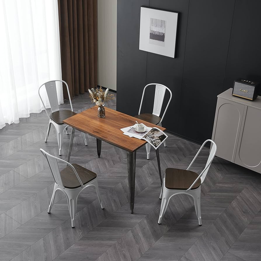 Amazon.com: Nazhura Metal Dining Chair Farmhouse Tolix Style